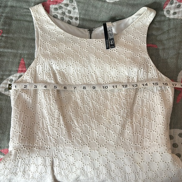 🌸 Kensie white eyelet lined peplum large top blouse - Picture 4 of 7